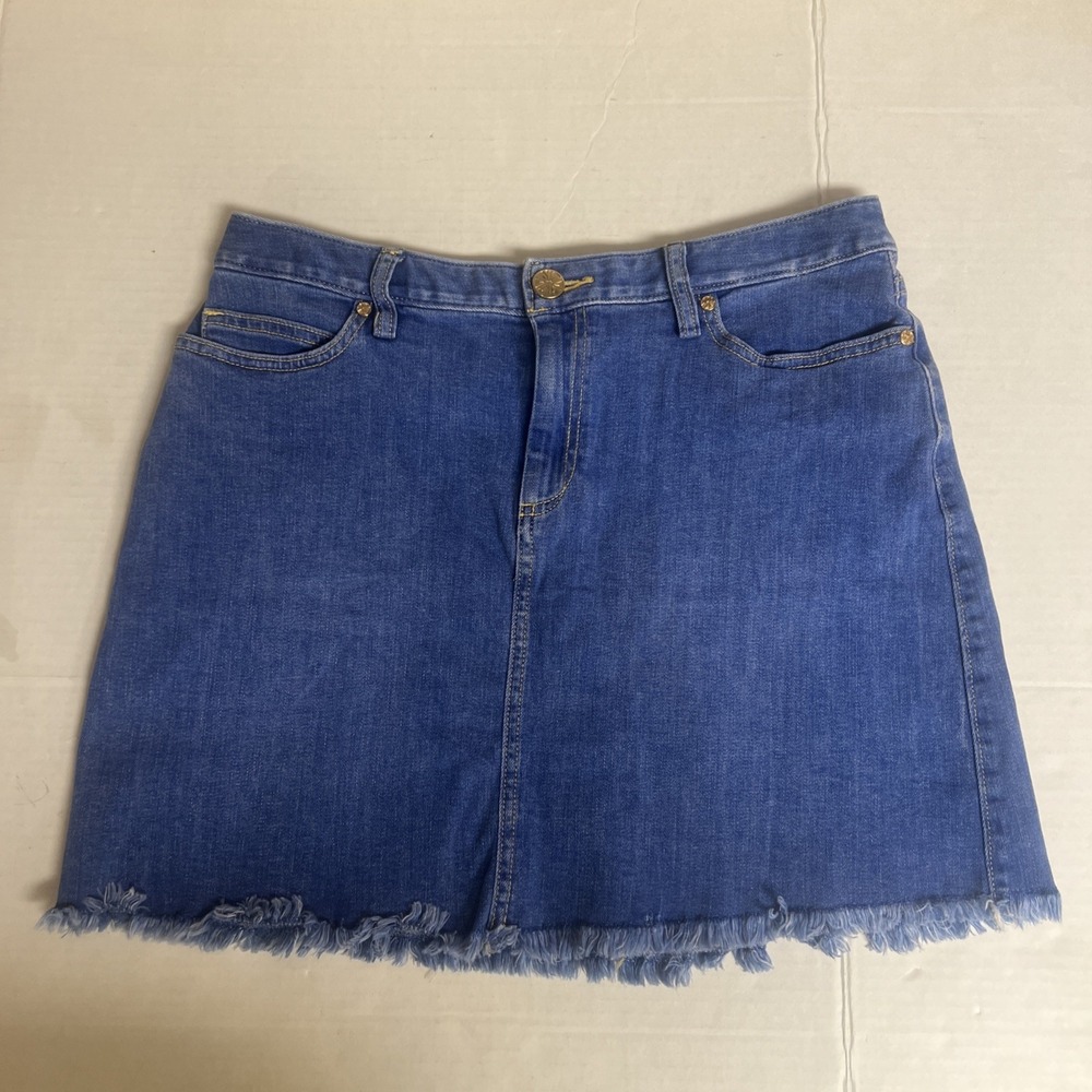 Lilly Pulitzer Women's Denim Frayed Hem Denim Skirt Above Knee Size 6
